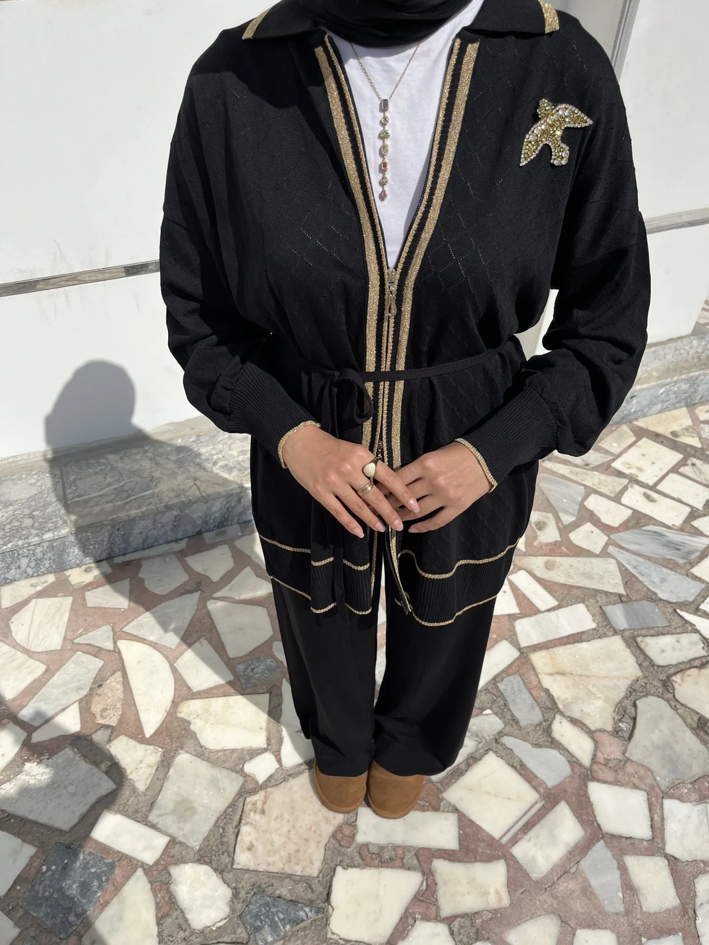 Gold detaylı triko takım - 4